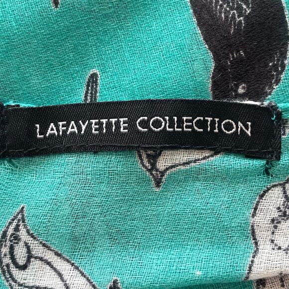 Lafayette Collection Aqua Bird Print Scarf Cotton Large Rectangle 72" x 29" - Picture 7 of 8